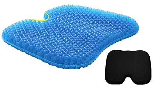 VAIYNWOM Cuscino per Sedie in Gel, Traspirante a Nido d'ape Cuscino Gel Antidecubito per Sedia a Rotelle Casa Ufficio Auto, con Rivestimento in Tessuto Antiscivolo, 43 x 36 x 4 cm