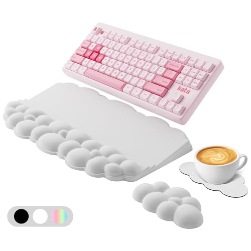 Ergonomic Wrist Rest for Keyboard and Mouse, Soft Memory Foam Cloud Keyboard Stand Pad with Wrist Rest Set with Non-Slip Silicone Base, Easy Typing, Pain Relief, Comfort for Office, Work, Gaming