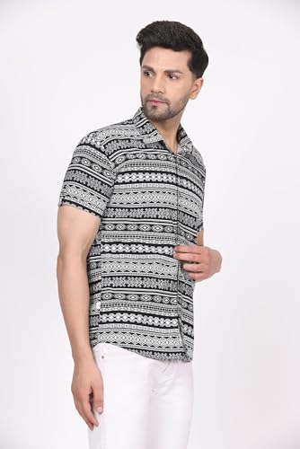 Image of CVC Fashion Men's Printed Button-Down Shirt - Aesthetic Regular Fit Half Sleeve Casual Shirt for Men, Ideal for Summer & Beach Wear