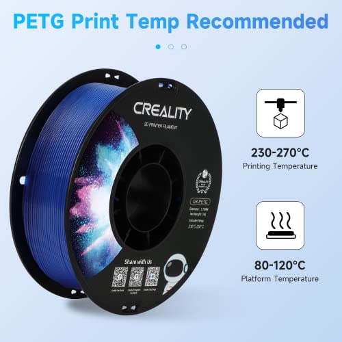 Image of Creality PETG Filament 1.75mm Transparent Blue, 3D Printer Filament No-Tangling, Strong Bonding and Overhang Performance Dimensional Accuracy + /-0.02mm, 2.2lbs /Spool