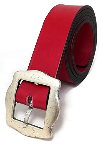 almela- Gürtel damen - Echtes Leder - 3,5 cm breit - Gürteldamen - 35mm - Altsilberne Schnalle - Ledergürtel - Jeansgürtel - Damengürtel - Women's leather belt - rot, 95 Cover