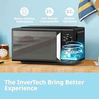 COMFEE' 19L 700W Black and Mirror Mini Microwave Oven, Compact Design, InverTech and Quick Defrost Function, 5 Cooking Power Levels with Kitchen Manual Timer - Mirror Design CMO-MP012ND(MB)