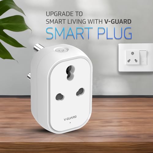 Image of V-Guard 16 A Smart Plug with Bluetooth and WiFi Connectivity | Voice Control using Google Home and Amazon Alexa | Supports iOS and Android | 1 Year Product Warranty from V-Guard | White