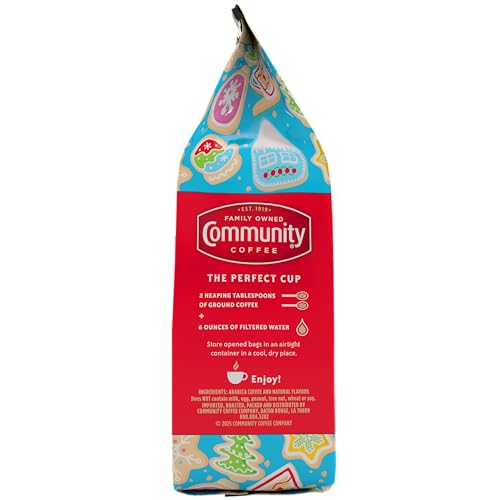 Image of Community Coffee Grandma's Sugar Cookie Ground Coffee, Limited Edition Holiday Flavor, Natural Ingredients, 11 Ounce (Pack of 6)