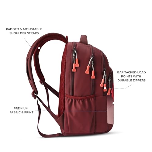 Image of Gear Tango Backpack 17 inch /29L Medium Water Resistant School Bag /Casual Backpack /Daypack /Kids Bag for Boys /Girls (Maroon-Orange)