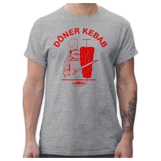 Sprüche Statement mit Spruch - Original Döner Kebab Logo - XL - Grau meliert - döner Kebab - L190 - Tshirt Herren und Männer T-Shirts