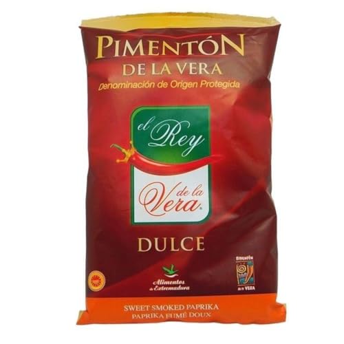 Pimentón de la Vera Dulce D.O.P. – El Rey de la Vera (SANMEL) Pimientos Rojos Secados en Horno de Leña – Molienda Tradicional – Sabor Ahumado Gourmet de Extremadura - 250 g