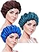 Blulu 3 Pieces Sleep Cap Satin Bonnet Night Head Cover Sleeping Soft Hair Turbans for Women and Girls (Royal Blue Brown Peacock Blue)
