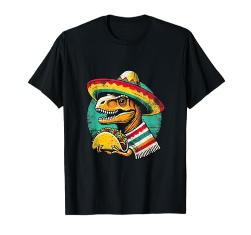 Dinosaurio T-rex, amante de los tacos, cinco de mayo, poncho sombrero Camiseta