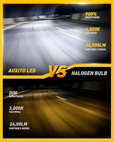 Image of AUXITO H11 H9 H8 LED Bulbs Fog Light Bulbs, 900% Brightness 6500K Cool White, CSP LED Chips Fog Lamps Replacement, Play and Plug, Pack of 2