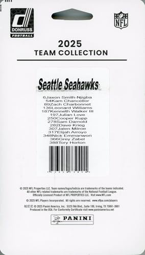 Seattle 2025 Seahawks Donruss Football Limited Edition 14 Card Complete Factory Sealed Team Set with Sam Darnold, Cooper Kupp, Jaxon Smith-Njigba, Leonard Williams & Many More!