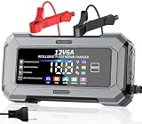 TANYO 12V Caricabatterie per Auto, Intelligente Caricabatterie per Moto con Display LCD e Riparazione, 6A Multi Protezioni Mantenitore Batteria Moto per Moto, Auto, Batteria AGM, Barche, LiFeP04