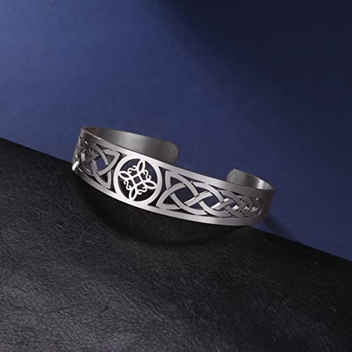 Dreamtimes Witch Knot Bracelet for Women Stainless Steel Adjustable Open Cuff Bangle Celtic Quaternary Wiccan Witches Knot Bracelet Witchcraft Amulet Jewelry for Men Birthday Gift3
