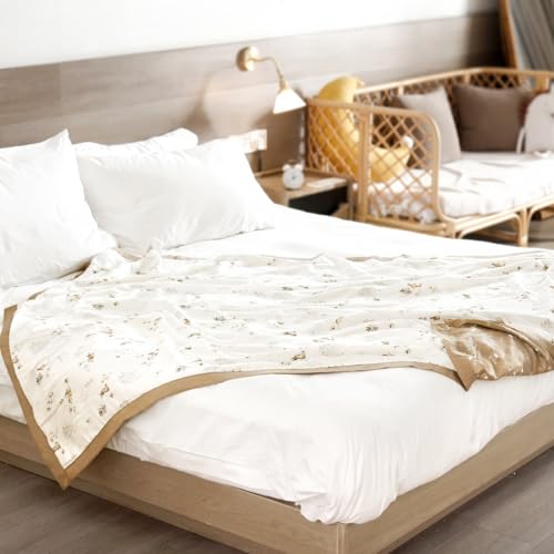 Image of GRSSDER Cotton Muslin Quilt Blanket - Silky Soft and Breathable Kids' Throw Blanket, Oversized Muslin Blankets for Newborns, Toddlers & Kids, 6 Layers Reversible Design for All Seasons, 55 inch x 69 inch