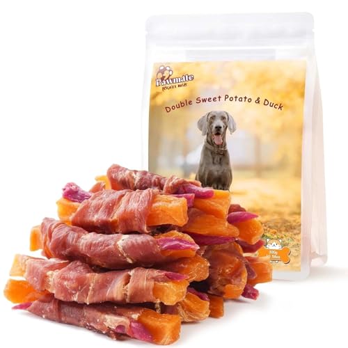 Pawmate Duck Double Purple Sweet Potato Wraps Dog Treats, Healthy Low Fat Dog Jerky High Protein for Training Treats Snacks, Chewy for Small Medium Large Dogs 12-15 Counts