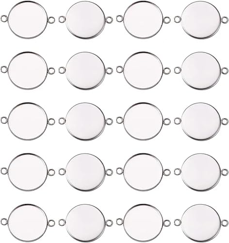 Bases para colgantes redondas de 16mm con doble bucle color plata 3