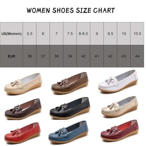 Image of Women's Genuine Leather Platform Loafers Classic Casual Comfort Slip-On Shoes Soft Sole Dress Shoes
