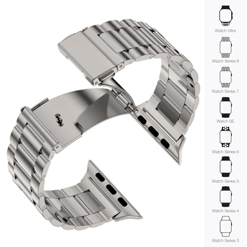 Image of EPULY Metal Band Compatible with Apple Watch Bands for Men 49mm 46mm 45mm 44mm 42mm 41mm 40mm 38mm, Business Stainless Steel Strap for iWatch Bands Series 11 10 9 8 7 6 5 4 3 2 1, SE3 2 1, Ultra3 2 1