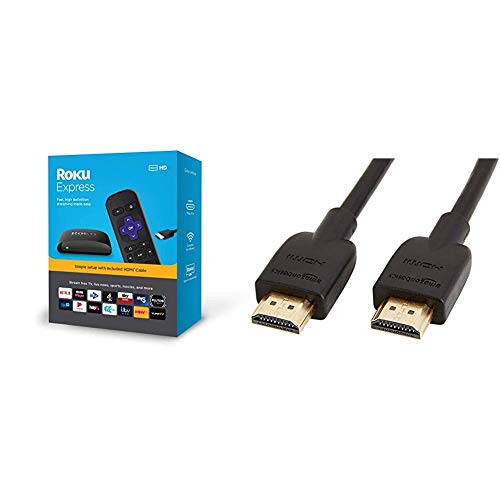 Roku Express | HD Streaming Media Player & AmazonBasics High-Speed  4K, Ultra HD, HDMI 2.0 Cable - 0.9m / 3 Feet (Latest Standard) Supports Ethernet, 3D, Audio Return