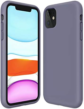 Kocuos iPhone 11 Case Anti-Scratch & Fingerprint & Microfiber Liner Shock Absorption Gel Rubber Full Body Protection Liquid Silicone Case for iPhone 11 6.1 inch (Lavender Grey)