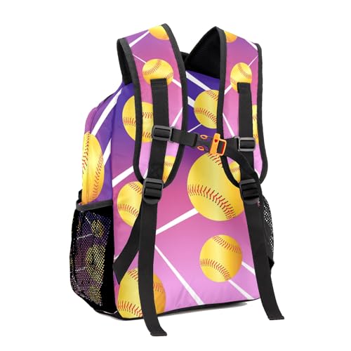 Personalized Waterproof School Daypack Softball Pink Purple Shoulders Bags Backpack3