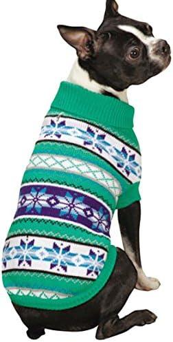 Zack & Zoey Chalet Pet Sweater, Small, Green