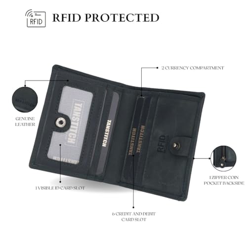 Image of TANSTITCH Hunter Brown Bi-Fold Wallet | Compact and Travel Friendly Structure | Durable, Contemporary, and Sophisticated | Premium Textured Leather | Proudly Made in India (Green Hunter)