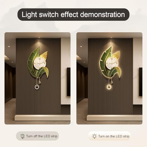 Horloge murale silencieuse a mecanisme quartz et eclairage LED pour chambre
