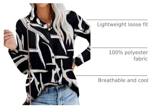 Image of Magritta Women's Shirts Fashion Casual Loose Fit Long Sleeve Button Down Lightweight Collared Blouse Tops