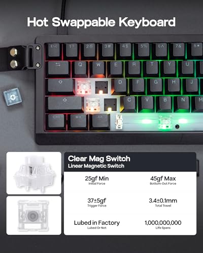 Image of EPOMAKER HE68 Lite Hall Effect Gaming Keyboard, 8k Polling & 128K Scan Rate, 0.005mm Adjustable Trigger, 0.125ms Latency, 5-Layer Sound-Dampened, Snap Key, SOCD, A-RGB, Wired, Mac Software (Black)