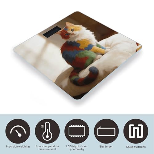 Báscula digital de baño con vidrio templado y pantalla LED clara miniatura 3