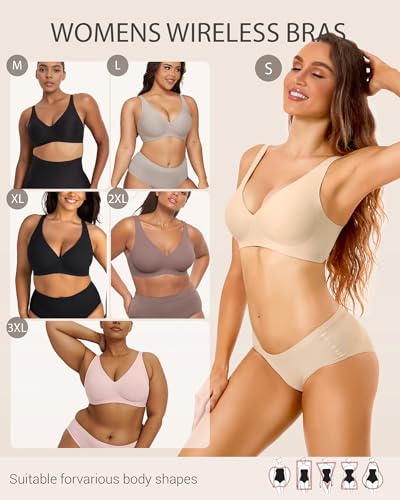 Image of Gailife Deep V Jelly Bras for Women No Underwire Wireless Seamless Push Up Bra Comfort Support Plunge Bralette Full Coverage