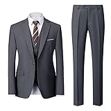 keusyoi Fashion Men's Business Casual Suit 3 Pieces Set Male Two Button Blazers Waistcoat Vest Trousers Sets