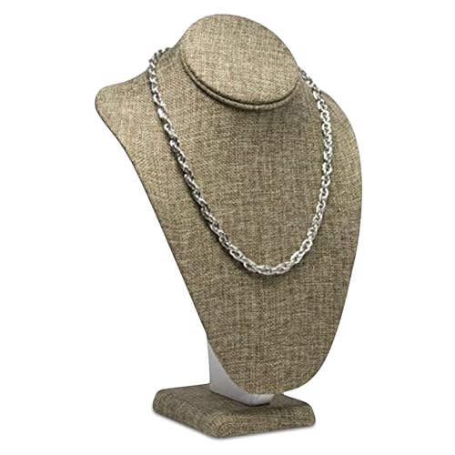 Novel Box Burlap Stand Jewelry Necklace Display 7.5x4x11 Inches - Freestanding Travel Necklace Holder Stand - Necklace Mannequin Organizer Stands - Necklace Displays Large
