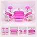 Produktbild EPRHY Puppenhausmöbel Wohnzimmer-Sofa-Set für Zubehör, langes Sofa, Stühle, Vintage-Schreibtischlampe, Tee-Tisch für Puppenhaus, Action-Figuren, 6 Stück