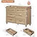 WAMPAT Kids Dresser for Bedroom with 6 Drawers, Oak Baby Dresser with Wide Chest of Drawers, Farmhouse Kids Closet Storage Organizer, Wood Dressers for Living Room, Nursery, Hallway