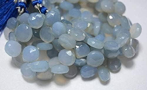 Calcedonia azul facetada corazón cuentas de piedra natural 10-14mm 4