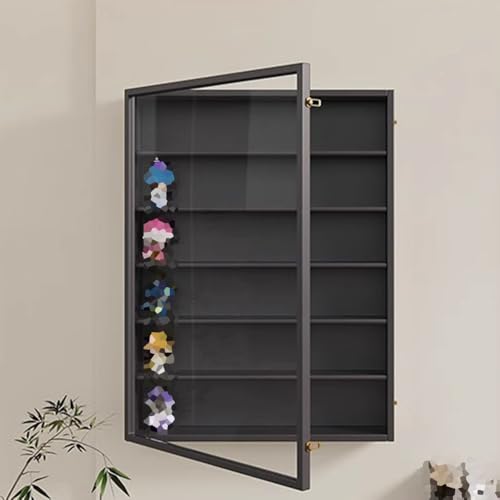 Wandmontierte Vitrine für Sammlerstücke, transparente Glastüren, dekoratives Aufbewahrungsregal für Schlafzimmerdekoration