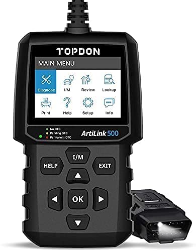 TOPDON AL500 Outil Diagnostic Voiture avec Fonctions OBDII Complètes, OBD2 Diagnostic Français avec Lire/Effacer Les Codes, Préparation I/M, Auto VIN, Menus d'Aide Intégrés, Recherche DTC