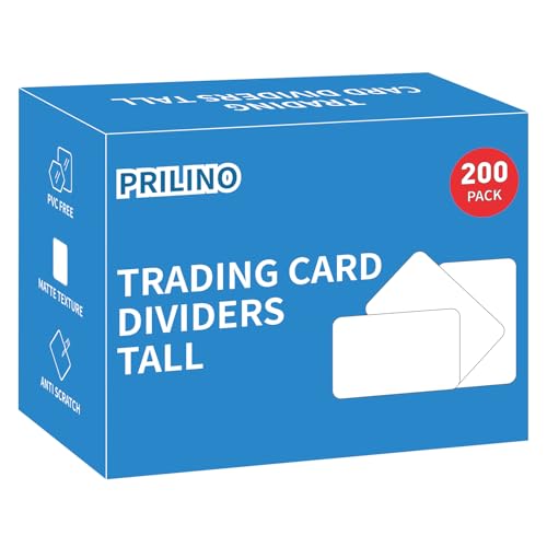 Prilino Trading Card Dividers Tall Storage Box Separators White 200 Pack