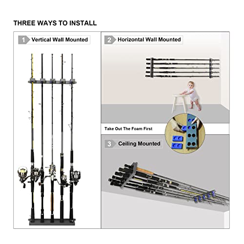 Suporte para vara de pescar para 10 varas de pesca montada na parede suporte para varal de pesca