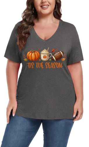 Image of ForHailey Women's Plus Size V Neck Tops Summer Short Sleeve T Shirt