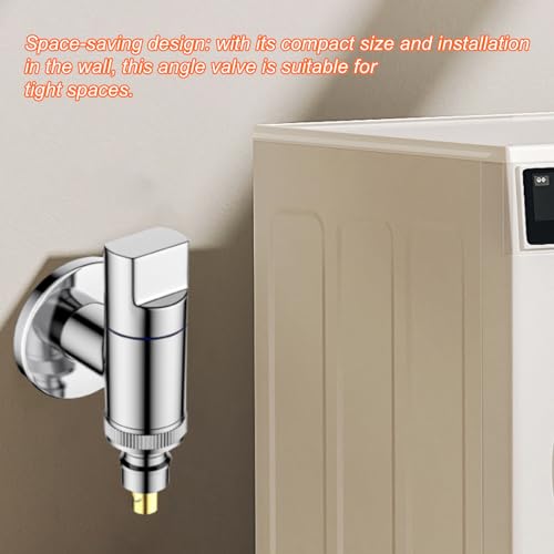 Wasserhahn Waschmaschine, Schnellöffnende Winkelventil Wandmontage Waschmaschinenhahn Edelstahl Schnellöffnung Eckventil Wasserstopp für Waschmaschinen Ventil(Silber)