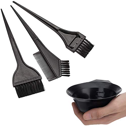 Hair Dye Brush And Bowl Set 4pc & 8pc Set 3 Hair Brush And Hair Color Mixing Bowl Set For DYI Hair Coloring Products 51840 (4 PIECE SET)