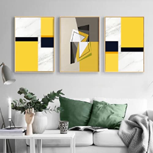 Affiches mur art abstrait jaune et peinture scandinave 40x60cm pour decoration interieure salon