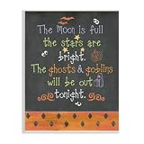The Stupell Home Décor Collection Halloween Typog Chalkboard Moon is Full Ghost Goblins Tonight Wall Plaque Art, 10 x 15, Multi-Color