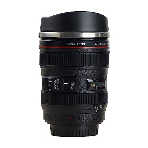 SHEEPPING Taza Objetivo de Cámara, Taza de Café con Lente de Acero Inoxidable, Taza de Viaje, Taza de Lente 350 ml para Fotógrafo