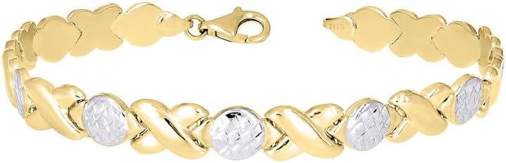 Jewels By Lux 10kt Two-tone Gold Womens Stampato Bracelet Size 8 Inches