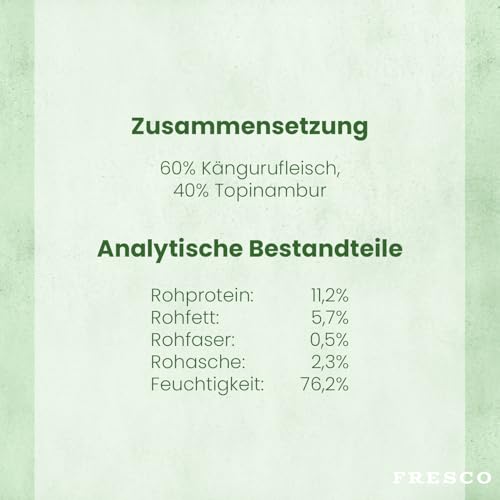 FRESCO Dog NassBarf Hypoallergen Känguru 12 x 400g | mit Topinambur