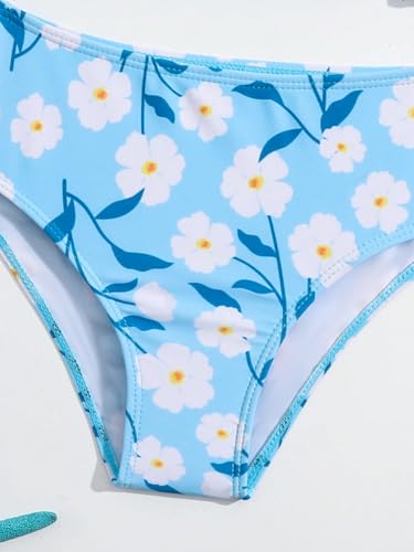 WDIRARA Toddler Girl's 2 Piece Floral Print Swimsuits Ruffle Hem Bikini Set Beach Sport Bathing Suit4